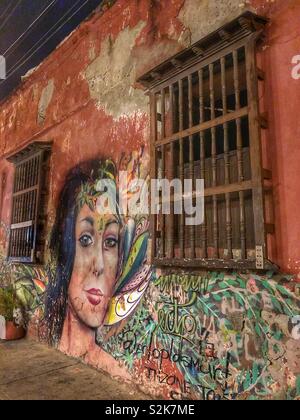 Street art à Cartagena, Colombie. Banque D'Images