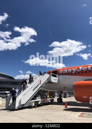 Easy jet avion à l'aéroport de Valence Banque D'Images