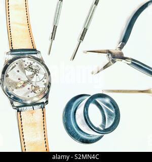 Swiss watch et outils Banque D'Images