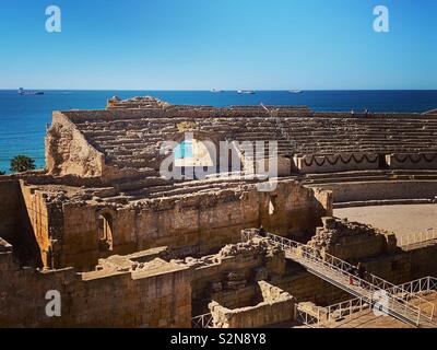 Amphithéâtre romain, Tarragone, Catalogne, Espagne. Banque D'Images