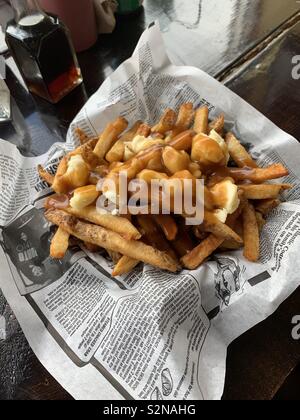 La poutine classique canadien. Toronto, sur Kensington Market Banque D'Images