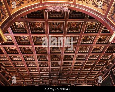 Plafond de la bibliothèque, l'hôtel particulier des disjoncteurs, Newport, Rhode Island, United States Banque D'Images