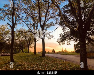 Coucher de soleil sur Hampstead Heath Banque D'Images