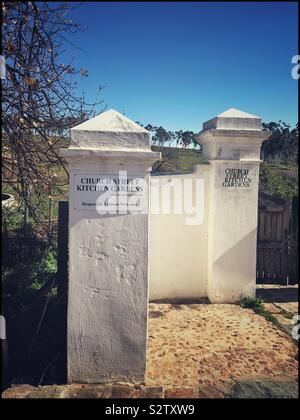 La rue de l'église les jardins familiaux, Tulbagh, Afrique du Sud. Banque D'Images