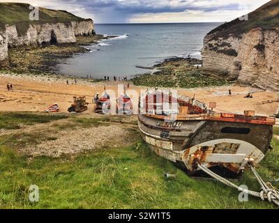 North Landing Beach à Flamborough Head. Banque D'Images