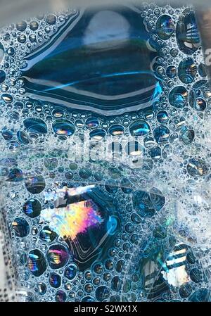 Gros plan de bulles bleu abstrait Banque D'Images