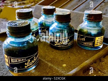 Flacons d'encre Vintage Banque D'Images