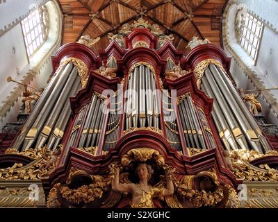 Orgue de l'église Grote Kerk, Haarlem, Pays-Bas - joué par Mozart, Händel et Mendelssohn Banque D'Images