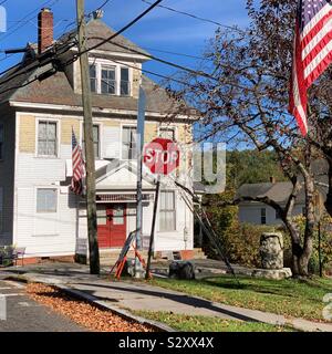 Septembre voir d'une maison à Conway, Massachusetts, United States Banque D'Images