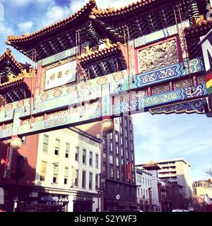 Archway amitié porte dans Chinatown à Washington DC, USA. Banque D'Images