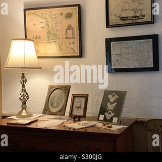 À l'intérieur de l'Jabez Howland House, Plymouth, Massachusetts, United States. La maison a été construite en 1667 et achetée par Jabez Howland, le fils de deux passagers Mayflower. Banque D'Images