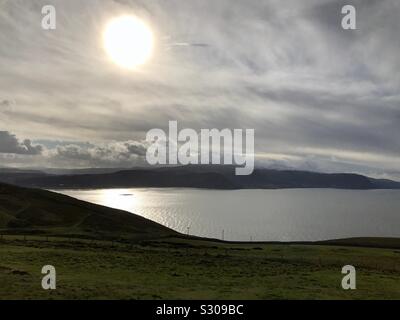 Coucher de soleil sur la plage ouest de Llandudno pris le grand orme Banque D'Images