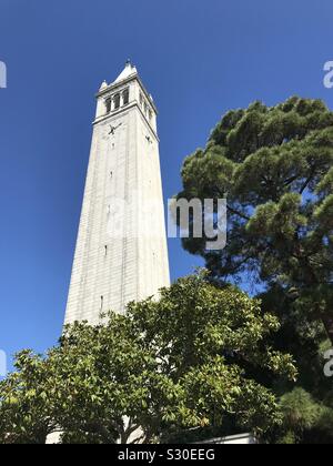 Le Campanile, officiellement connu sous le nom de Sather Tower, domine l'U.C. Campus de Berkeley. Banque D'Images