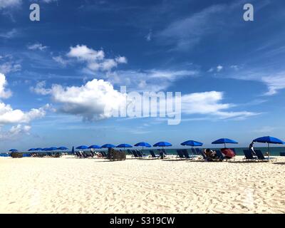 Parasols sur la plage de Fort Lauderdale, Floride Banque D'Images