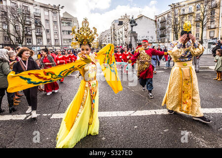 Défilé du nouvel an chinois à Lisbonne Sous l'égide de Rato, les festivités dans la capitale se déroulent à Alameda D. Afonso Henriques Banque D'Images