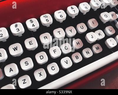 Clavier de machine à écrire vintage gros plan, États-Unis Banque D'Images