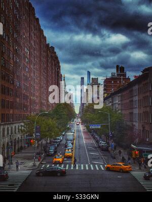 Vue sur une rue Chelsea depuis la High Line New York Banque D'Images