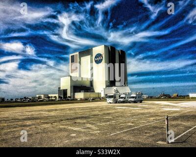 Bâtiment d'assemblage de véhicules au Kennedy Space Centre, Merritt Island, comté de Brevard, Floride Banque D'Images
