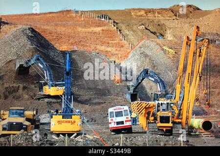 Gazoduc, construction, près de Cochrane, Alberta, Canada. Banque D'Images