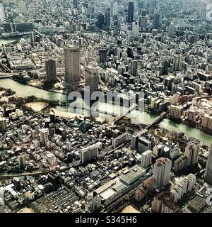 Osaka ville du ciel, Japon Banque D'Images