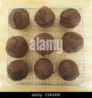 Muffins maison à la banane et au chocolat. Banque D'Images