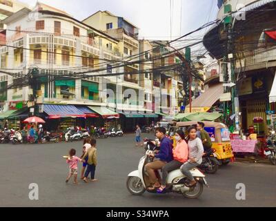 Coin rue, Phnom Penh, Cambodge Banque D'Images