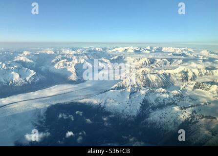 Image aérienne du glacier Matanuska au nord d'Anchorage Alaska. Banque D'Images