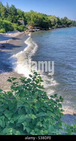 Vagues sur le rivage du lac Ontario. Banque D'Images