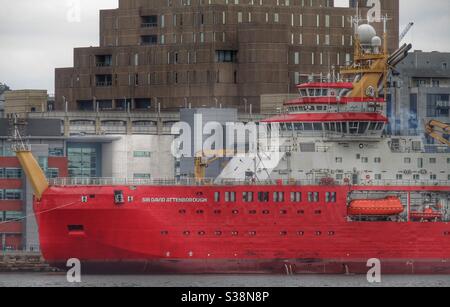 Sir RRS David Attenborough a amarré au terminal de croisière de Liverpool Banque D'Images