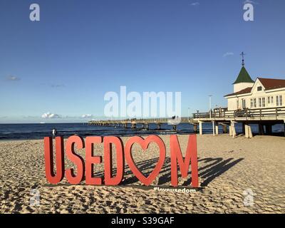 Jetée d'Ahlbeck, bains impériaux, Mer Baltique, Usedom, Mecklenburg-Vorpommern, Allemagne, Europe Banque D'Images