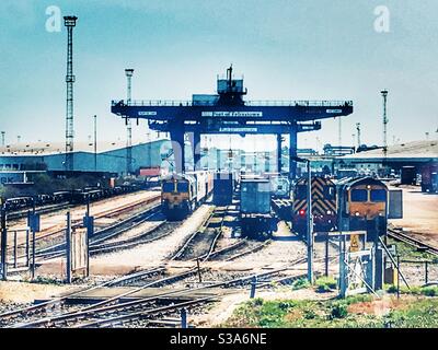 Terminal de fret ferroviaire nord Port de Felixstowe Suffolk Royaume-Uni Banque D'Images