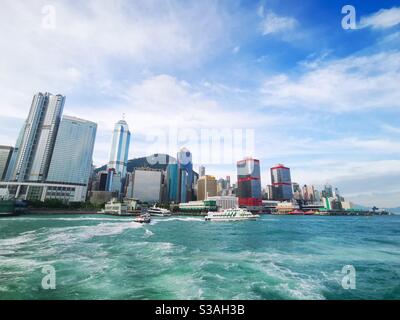 Horizon du quartier Sheung wan de Hong kong. Banque D'Images