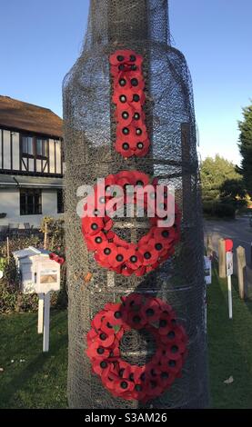 Exposition de pavot commémorative de la journée d'armistice de 100 ans à Tatsfield Kent. Banque D'Images