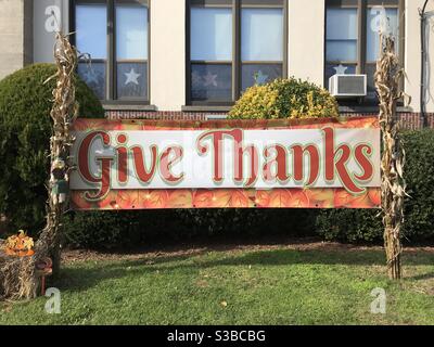 Thanksgiving, panneau de remerciement Banque D'Images