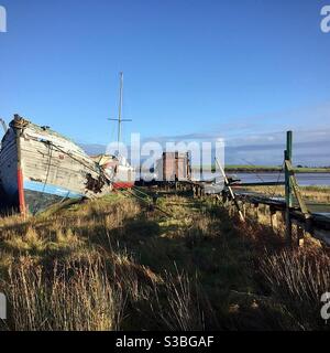 Bateaux de la rivière Wyre l'après-midi d'automne Banque D'Images