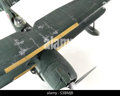 Modèle d'avion, modèle à bascule, vert, japonais, avion, biplan, hydravion, Banque D'Images