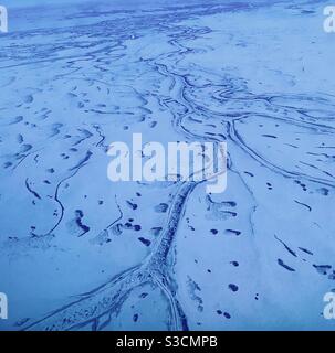 Toundra arctique gelée, vue aérienne. Baldwin Peninsula, North Arctic Borough, Alaska. Près de Kotzebue Banque D'Images