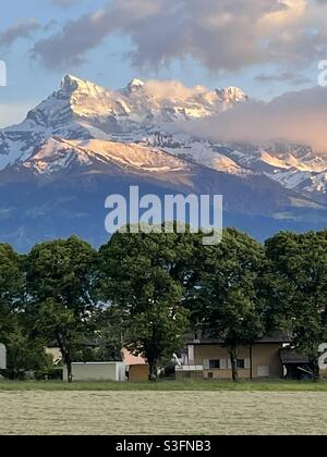 Les dents de MIDI Mountain, Valais alpes, Suisse Banque D'Images