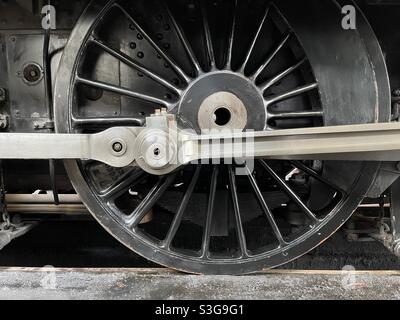 Roue motrice d'une locomotive à vapeur Banque D'Images