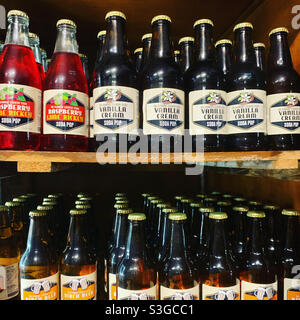 Sodas dans un réfrigérateur, Vermont Country Store, Rockingham, Windham County, Vermont, États-Unis Banque D'Images