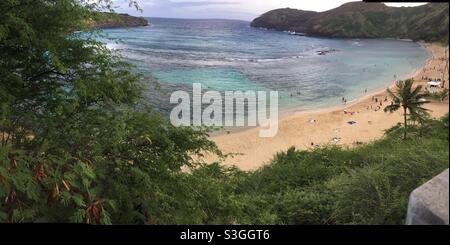 Vue panoramique sur la baie de hanuama, Oahu, hawaï Banque D'Images