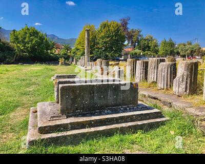 Ancienne agora grecque, site archéologique de Limenas sur l'île de Thassos. Banque D'Images