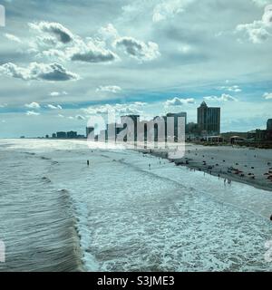 Août 2021, vue sur la plage depuis Playground Pier, Atlantic City, New Jersey, États-Unis Banque D'Images