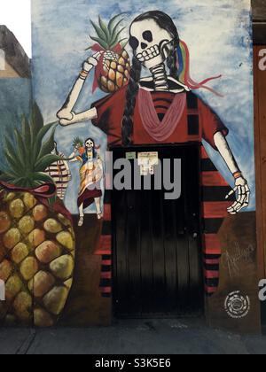 Murale, Dia de los Muertos (jour des morts), Oaxaca, Mexique Banque D'Images