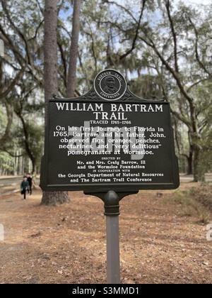 William Bartram signe de la piste capturé à Wormsloe à Savannah, Géorgie Etats-Unis Banque D'Images