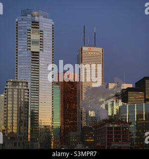 Balcon avec vue sur le quartier financier de Toronto Banque D'Images