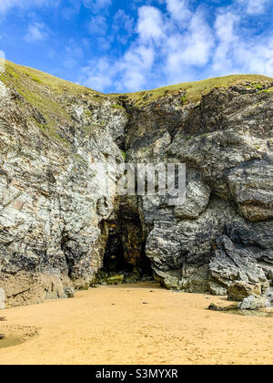 Ligne de côte de Perranporth dans les Cornouailles Banque D'Images