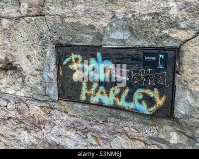 Bob Marley graffiti sur une plaque de rue Banque D'Images