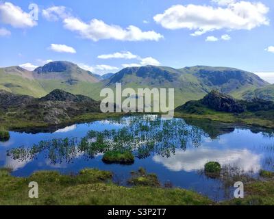 Une vue de Haystacks est tombée, donnant sur la vallée d'Ennerdale. Les coquillages dans la distance sont Great Gable, Kirk Fell et Pillar - Lake District, Cumbria, Angleterre, Royaume-Uni Banque D'Images