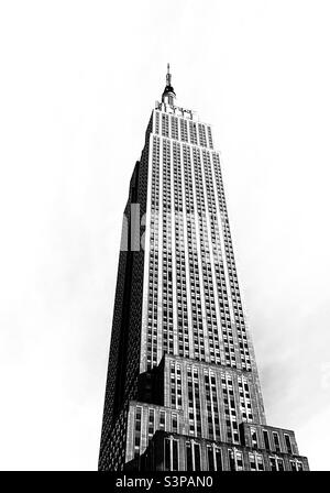 L'Empire State Building en noir et blanc Banque D'Images